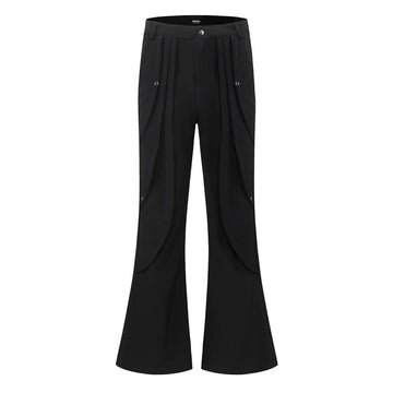 AIDASE  -  American High Street Fashion Flared Pants Men 2025 Spring And Summer New Trend Straight Slim Casual Black Pants Mens Clothing aidase-shop